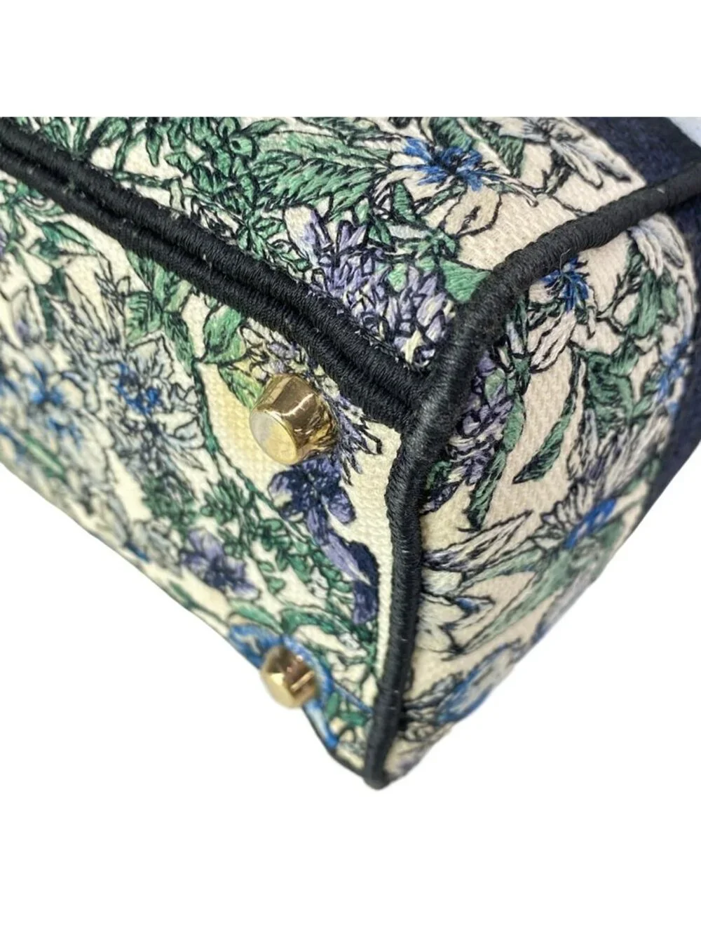 Dior Handbag Lady Delight Medium Bag Ivory Blue Multi Floral Pattern